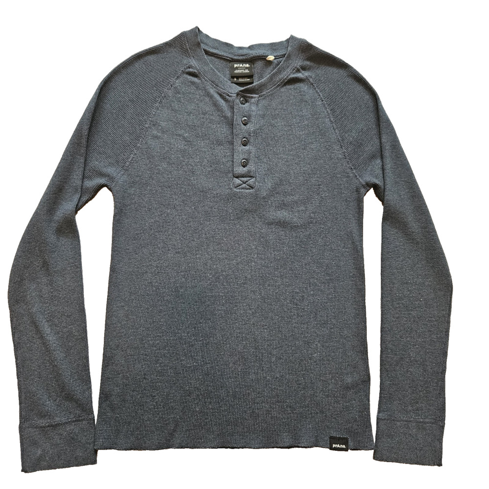 prAna Henley Shirt Men's Small Long Sleeve Blue Casual Base Layer Outdoor MS